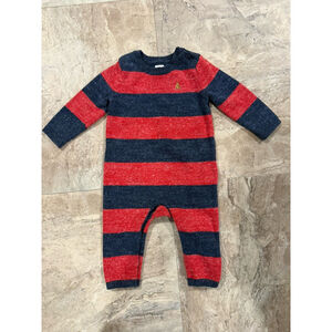 Baby Gap Red & Blue Sweater Like One Piece Bear Logo 6/12 Months
